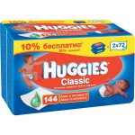 Салфетки влажные детские, Huggies (Хаггис) 144 шт классик с алоэ и витамином Е